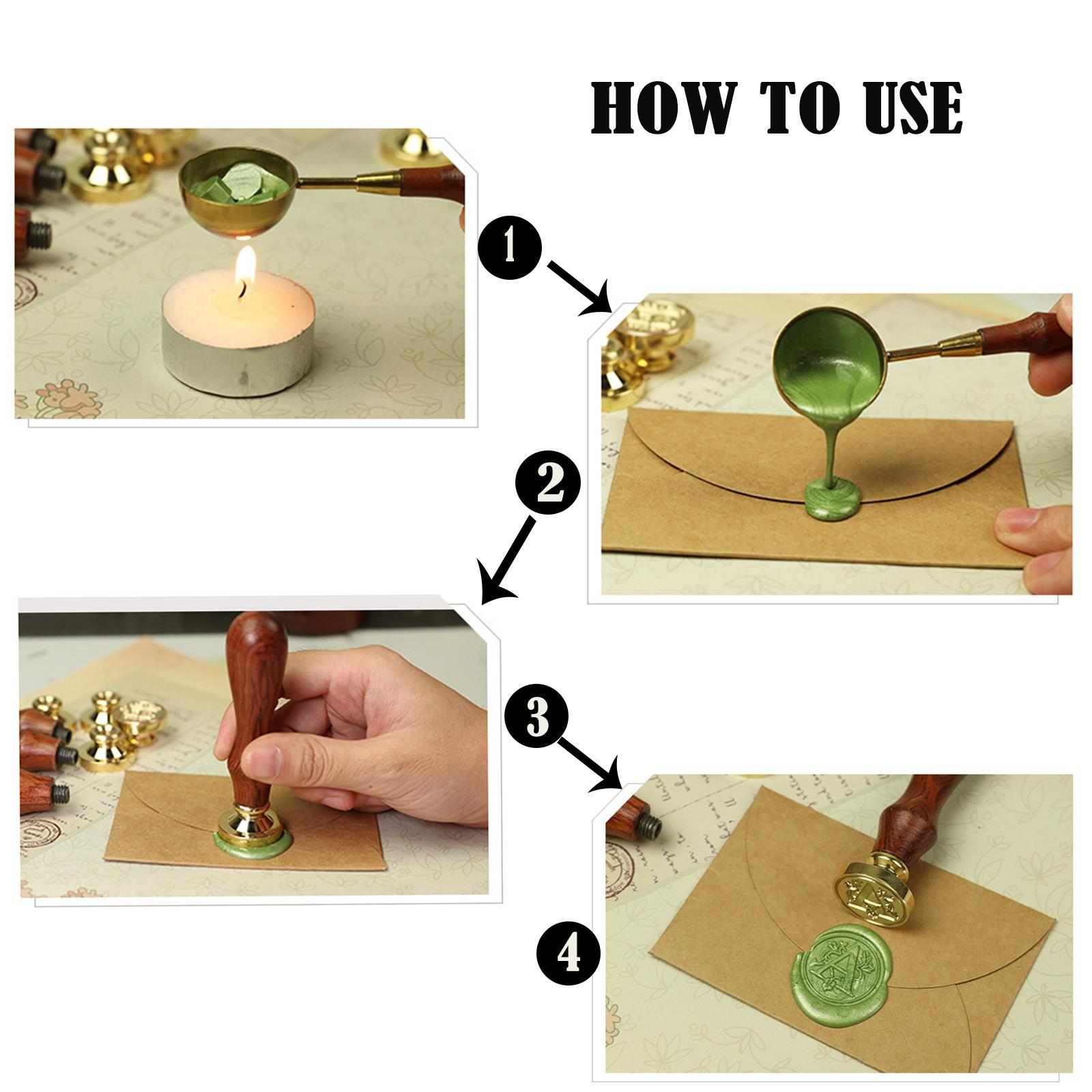 Wax Seal Letter Kit - طقم ختم شمعي بمقبض خشبي مع