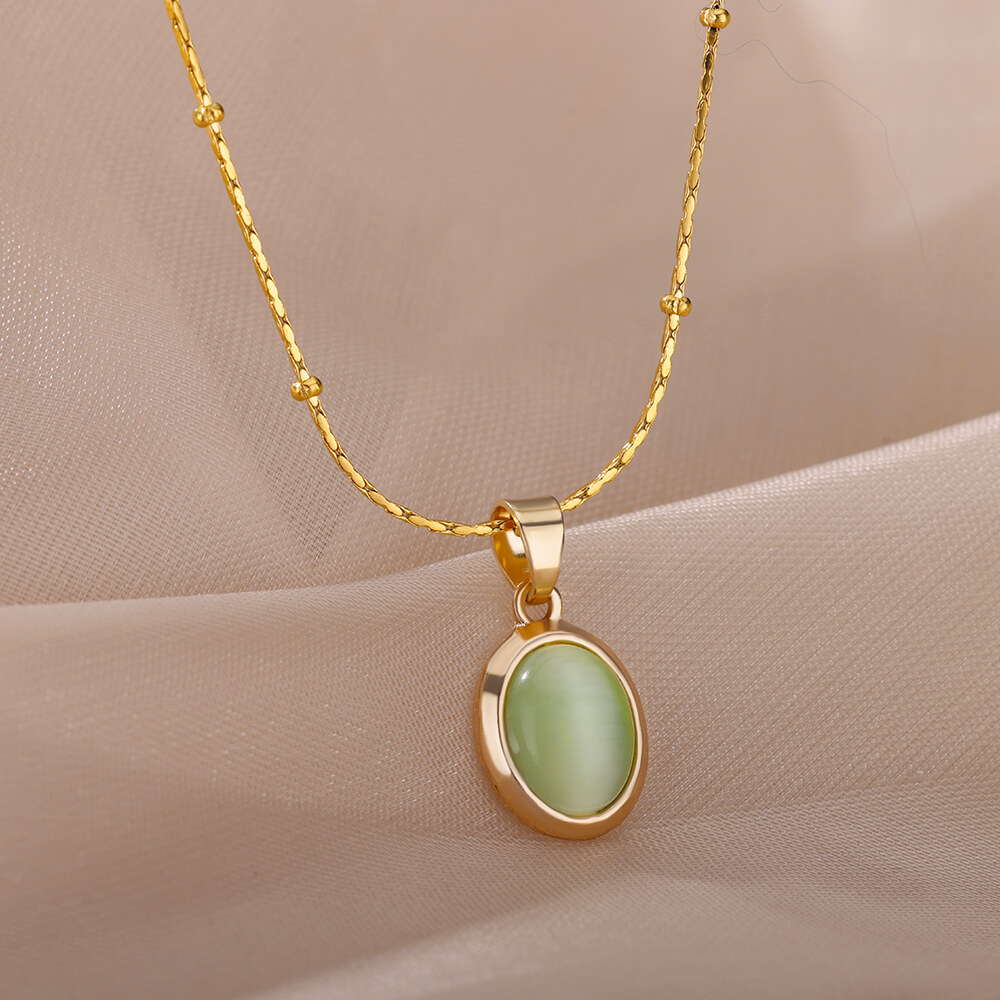 موضة حجر أوبال البيضاوي قلادة  - مراجعة Birth Flower Necklace وسعره