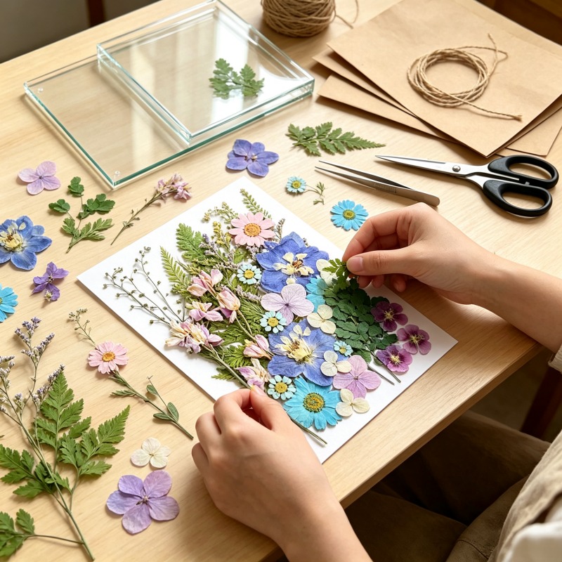 مجموعة زهور مجففة مختلطة، عينا - مراجعة Dried Flower Bookmark وسعره